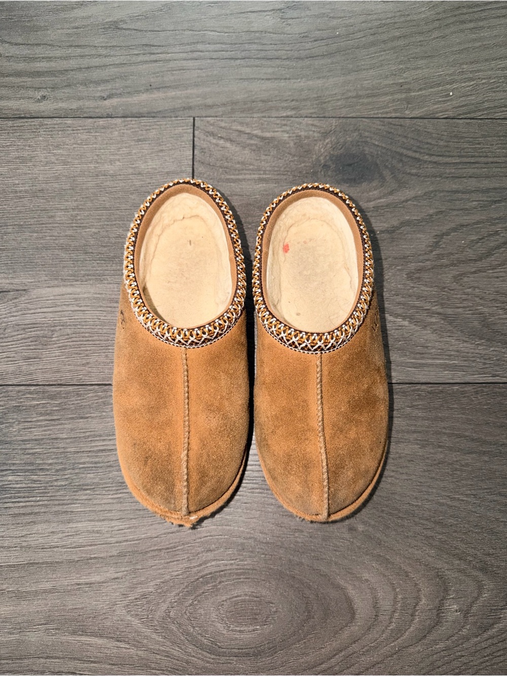 UGG Kid’s Suede Slip-On Mule Slippers in Brown Size 4